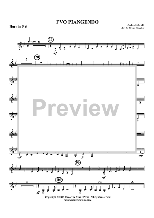 I'vo  Piangendo - Horn in F 6