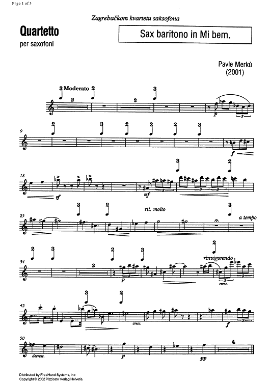 Quartetto (Quartet) - Baritone Saxophone
