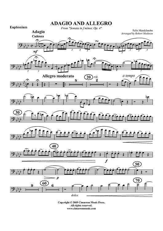 Adagio and Allegro - from "Sonata in F minor, Op. 4" - Euphonium BC/TC
