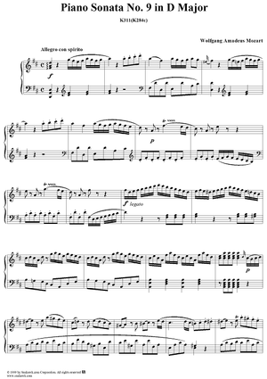 Piano Sonata No. 9 in D major K311(K284c)