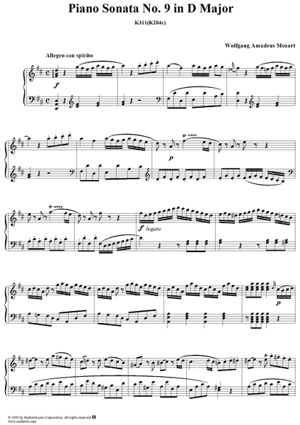 Piano Sonata No. 9 in D major K311(K284c)