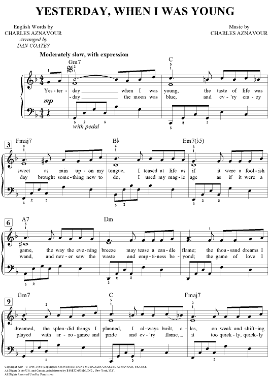 Yesterday, When I Was Young