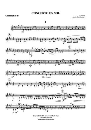 Concerto in Sol - Clarinet in B-flat