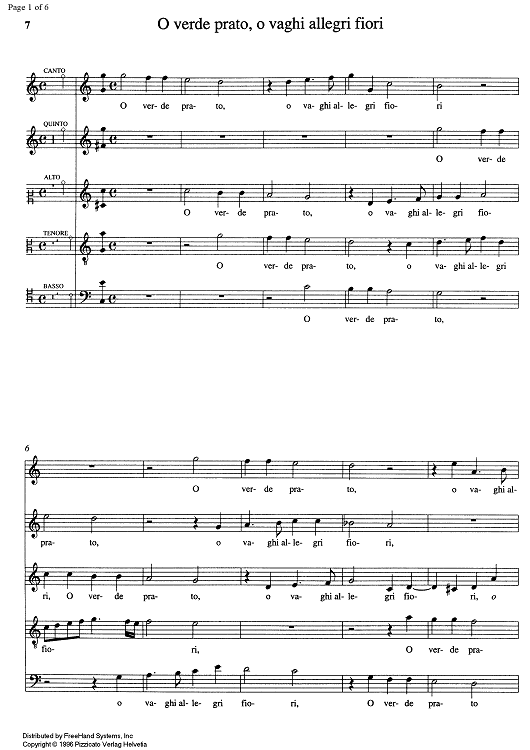 O verde prato, o vaghi allegri fiori