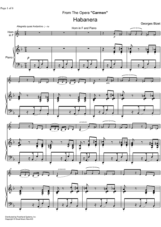 Habanera from Carmen - Score