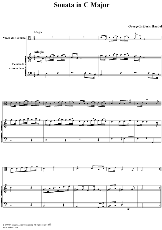 Viola da Gamba Sonata - Piano Score