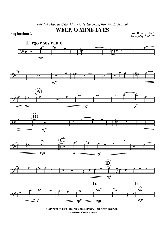 Weep, O Mine Eyes - Euphonium 2