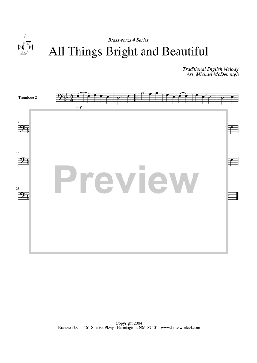 All Things Bright and Beautiful - Trombone 2