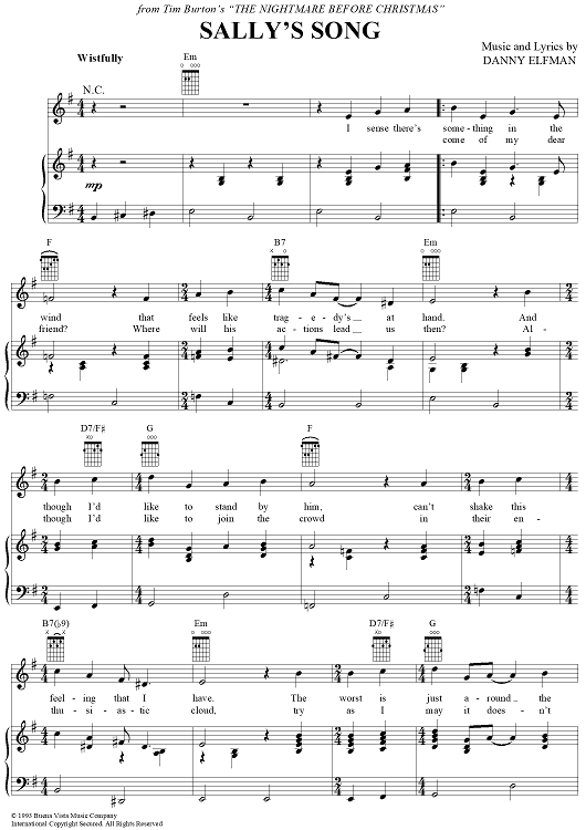 Sally s Song Sheet Music For Piano Vocal Chords Sheet Music Now Sally s Song Sheet Music For Piano Vocal Chords Sheet Music Now
