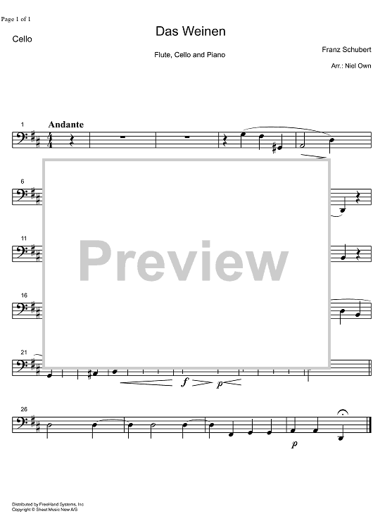 Das Weinen Op.106 No. 2 D926 - Cello
