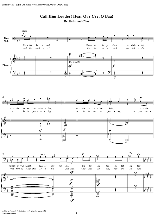 Call Him Louder!  Hear Our Cry, O Baal - No. 12 from "Elijah", part 1