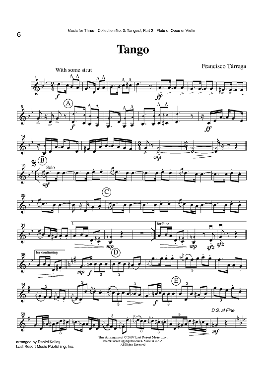 Tango - Part 2 Flute, Oboe or Violin