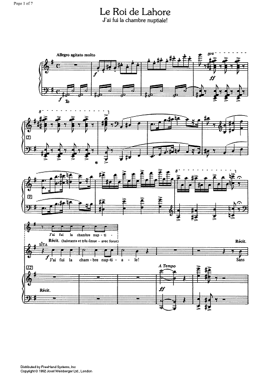 J'ai fui la chambre nuptiale! from Le Roi de Lahore