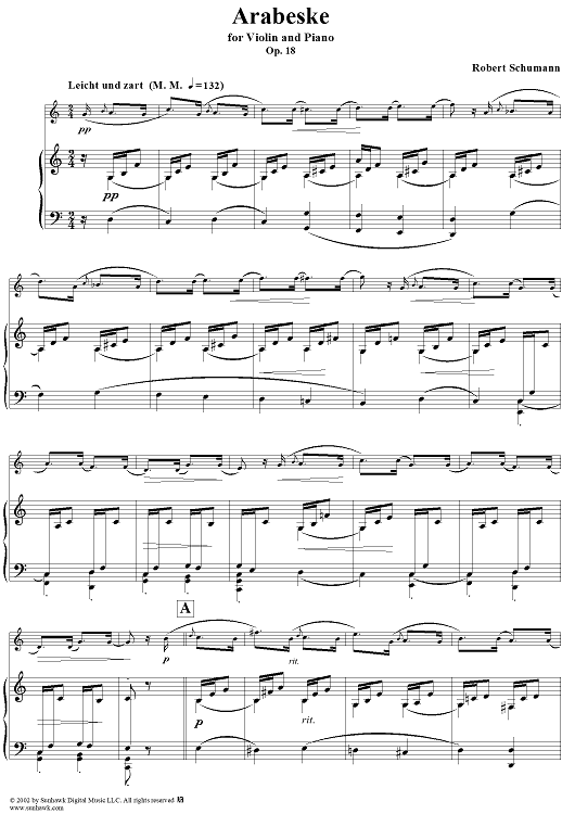 Arabeske in C major, Op. 18 - Piano