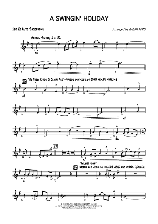 A Swingin' Holiday - E-flat Alto Saxophone 1" Sheet Music
