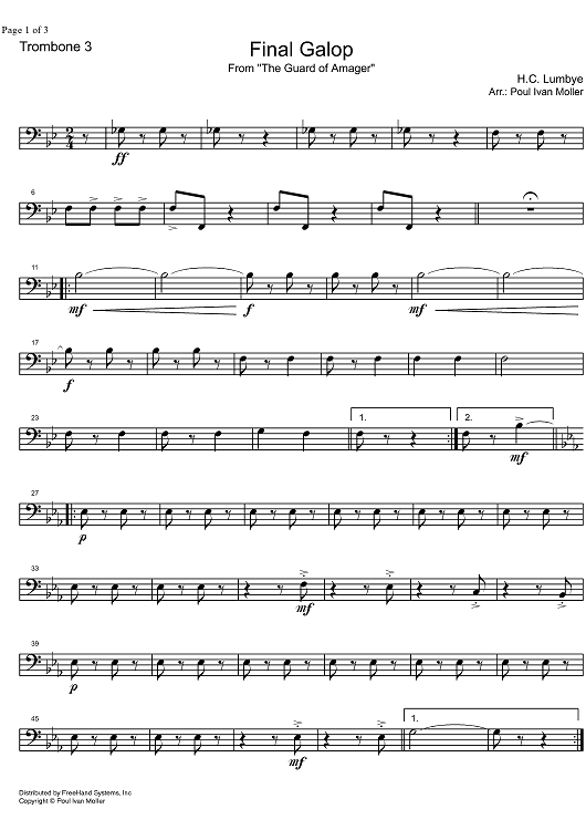 Final Galop from the Guard of Amager - Trombone 3