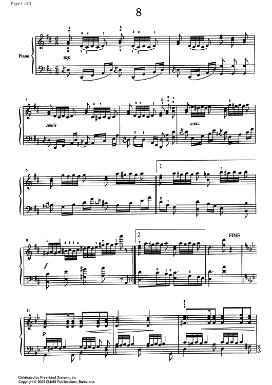 Etude No. 8 D Major from 13 Estudis - Piano