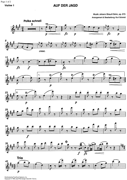 Auf der Jagd Op.373 - Violin 1