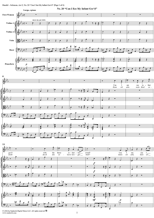 Can I see my infant gor'd, No. 20 from Oratorio "Solomon", Act 2 (HWV67)