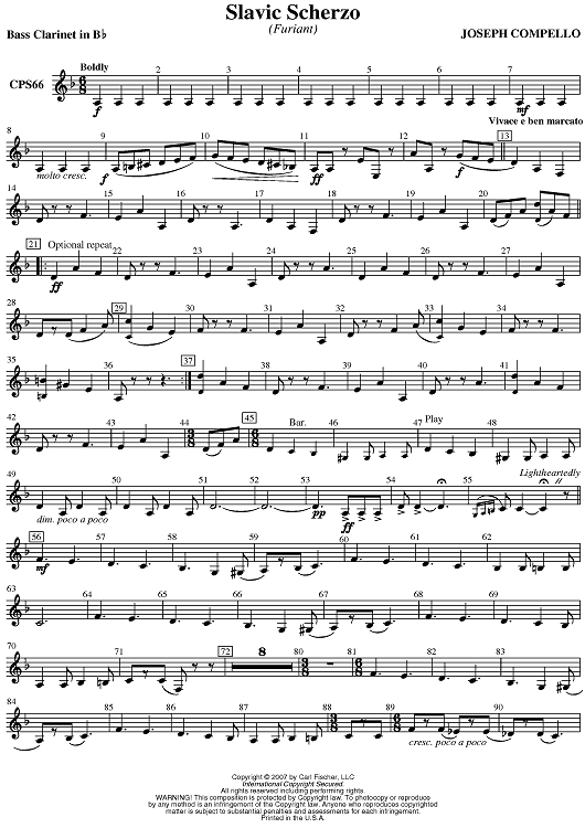 Slavic Scherzo - Bass Clarinet in B-flat
