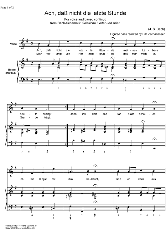 Ach, dass nicht die letzte Stunde BWV 439