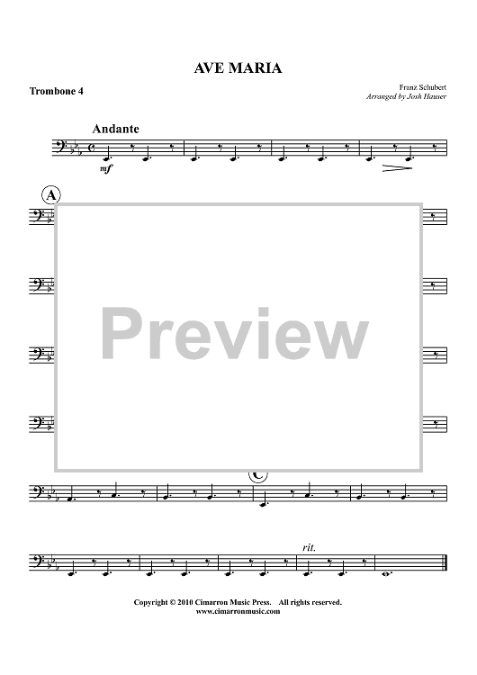 Ave Maria - Trombone 4