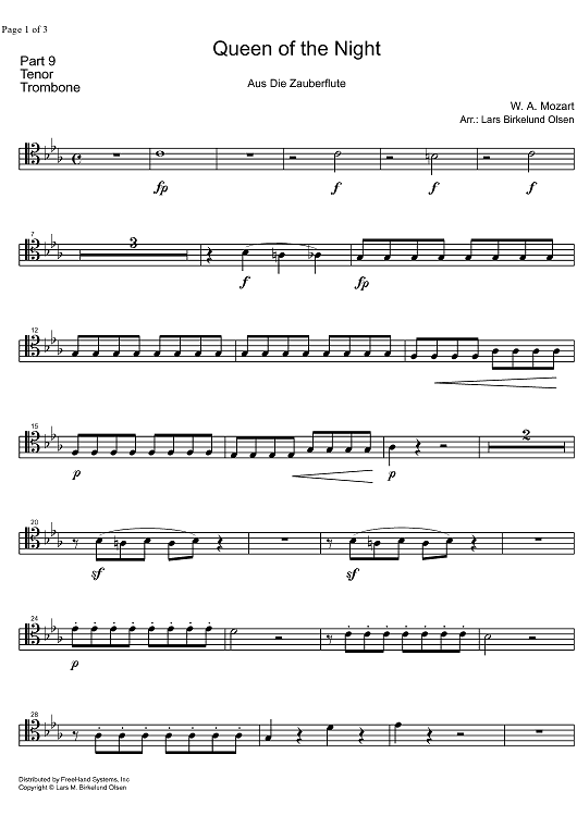 Der Hölle Rache kocht in Meinen Herzen from Die Zauberflöte KV620 - Tenor Trombone