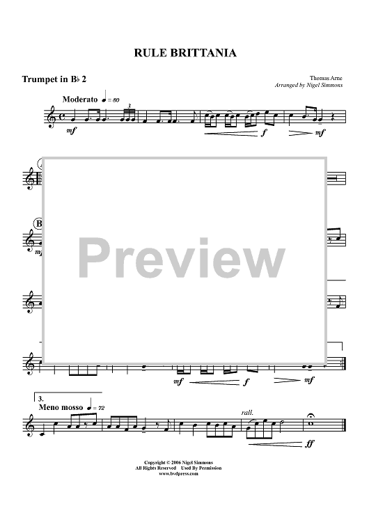 Rule Brittania - Trumpet 2 in Bb