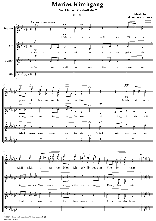 Marias Kirchgang - No. 2 from "Marienlieder", Op. 22