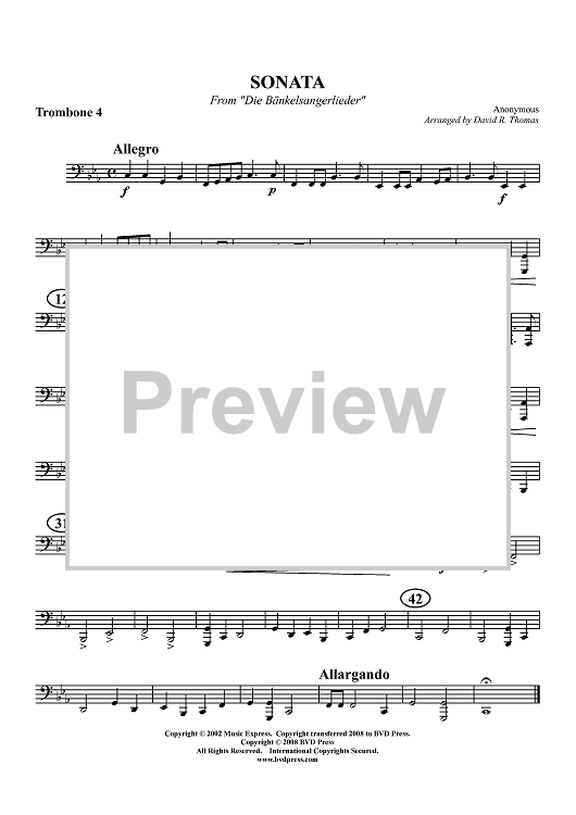Sonata from "Die Bänkelsangerlieder" - Trombone 4