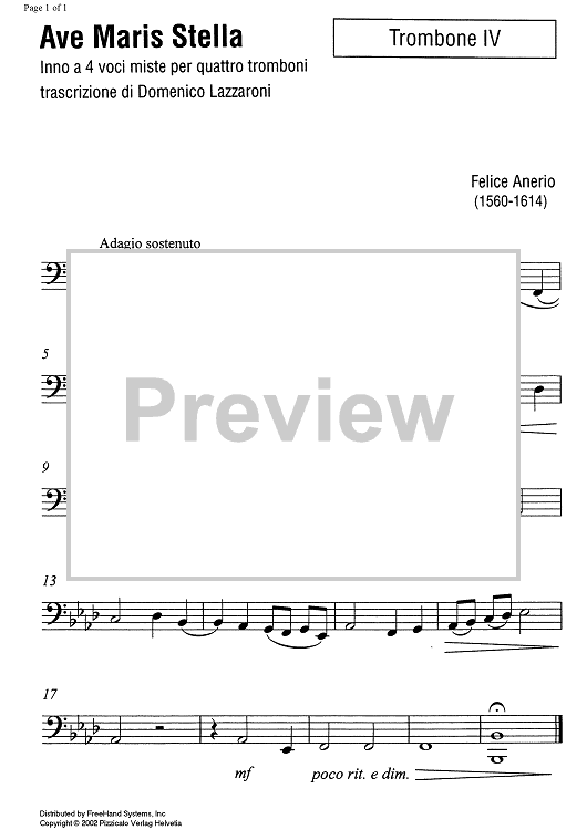 Ave Maris Stella - Trombone 4