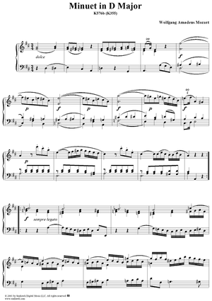Minuet in D Major, K576b (K355)