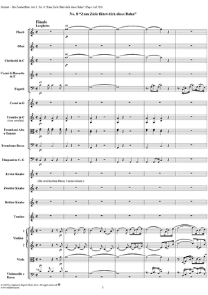 "Zum Ziele führt dich diese Bahn" (finale), No. 8 from  "Die Zauberflöte", Act 1 (K620) - Full Score