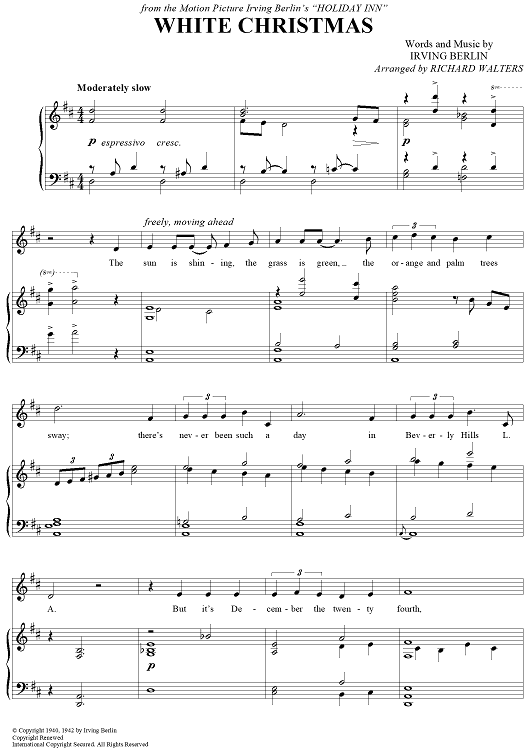 White Christmas" Sheet Music by Andy Williams; Bing Crosby; The