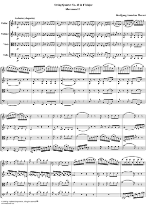 Quartet No. 23, Movement 2 - Score