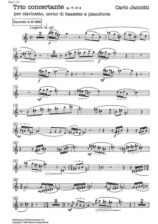Trio concertante Op.71 No. 2 - Clarinet in B-flat