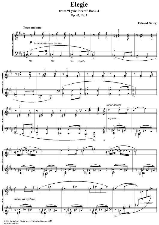 Lyric Pieces Book 4, op. 47, no. 7: Elegy