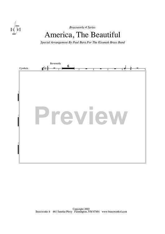 America, The Beautiful - Cymbals and Field Drum