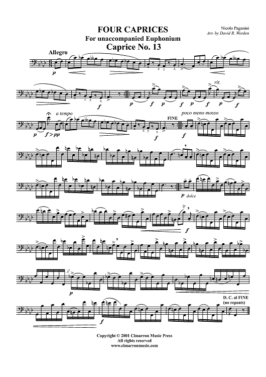 Four Caprices for Unaccompanied Euphonium