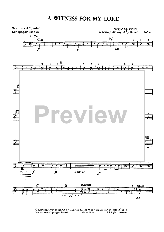 A Witness For My Lord - Suspended Cymbal