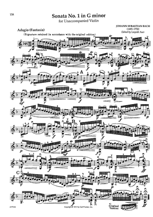 Sonata No. 1 in G minor for Unaccompanied Violin - BWV1001 (Original)