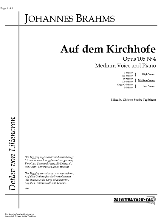Auf dem Kirchhofe Op.105 No. 4