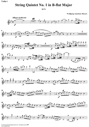 String Quintet No. 1 in B-Flat Major, K174 - Violin 1