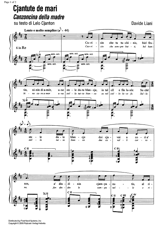 Cjantute de mari - Score