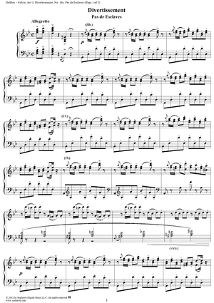 Sylvia, Divertissement, No. 16c: Pas de Esclaves - Piano Score