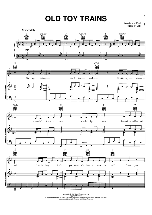 Old Toy Trains" Sheet Music by Roger Miller for Piano/Vocal/Chords