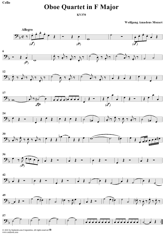 Oboe Quartet, K370 - Cello