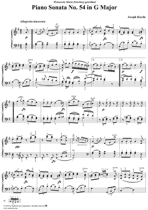 Piano Sonata no. 54 in G major, HobXVI/40