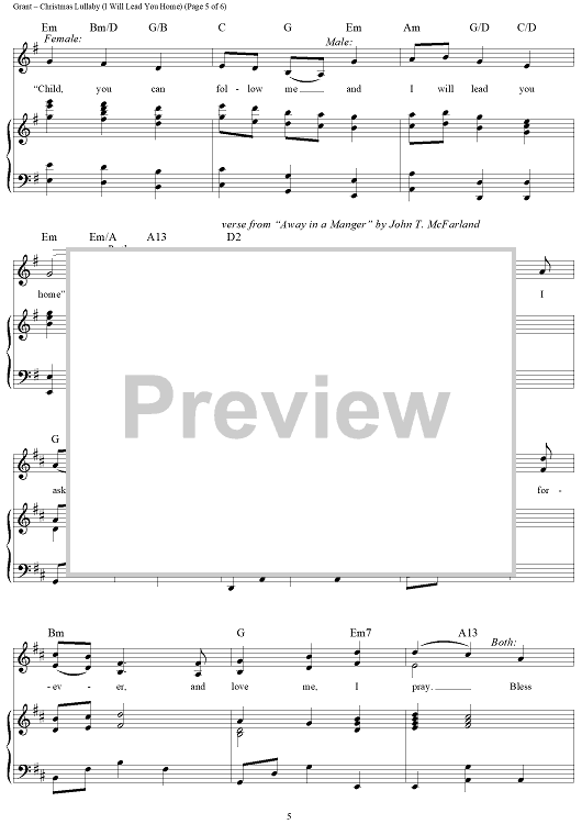 Christmas Lullaby (I Will Lead You Home)" Sheet Music by Amy