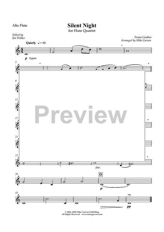 Silent Night - Alto Flute